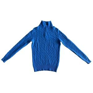 Daniel Bishop Size M Blue 100% 2-Ply Cashmere Cable Knit Sweater